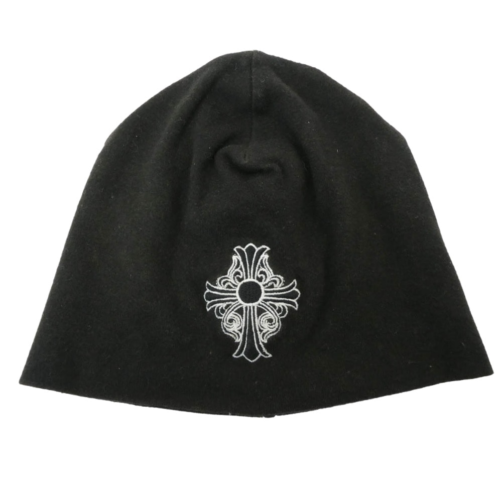 CHROME HEARTS クロムハーツ(原本無) 帽子 OLD CRS オールド CHクロス 刺繍 ビーニー コットン ニットキャップ 帽子 ブラック系 ONE SIZE【中古】