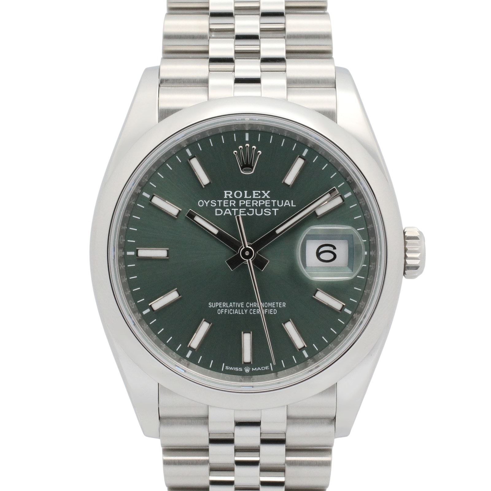 ロレックス ROLEX デイトジャスト ランダム番 腕時計 時計 ステンレススチール メンズ グリーン系 ミントグリーン/バー 126200 【中古】
