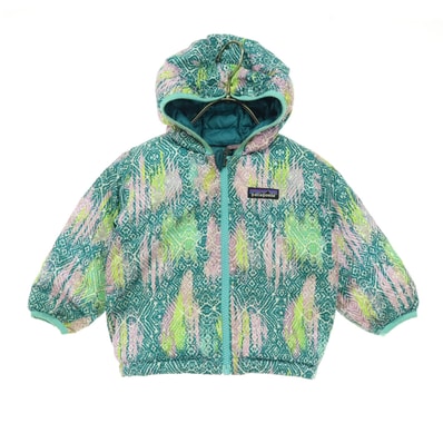 patagonia パタゴニア リバーシブル 総柄 ワンポイントロゴ 長袖 ダウンジャケット グリーン系 品番61371