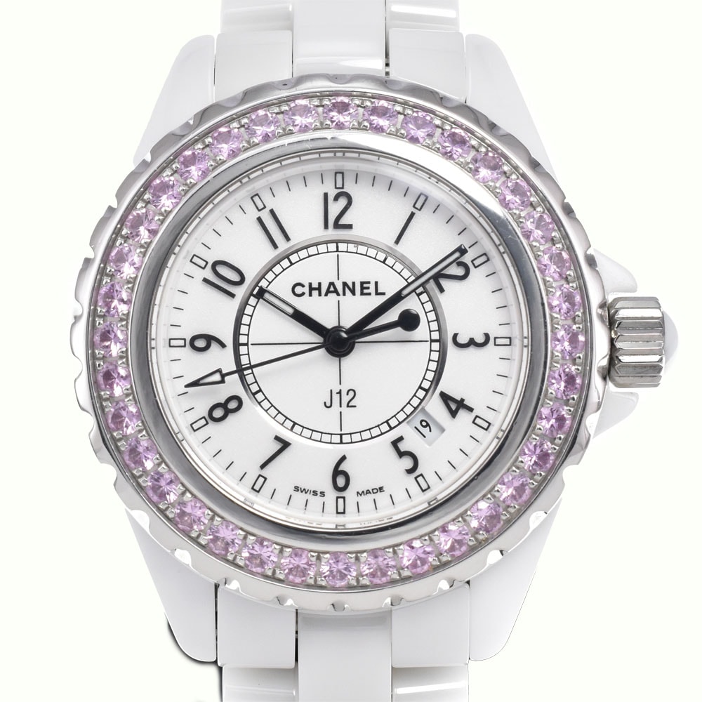 シャネル CHANEL H7990 J12 ダイヤモンドベゼル ホワイト クォーツ レディース 美品 腕時計 I#147961