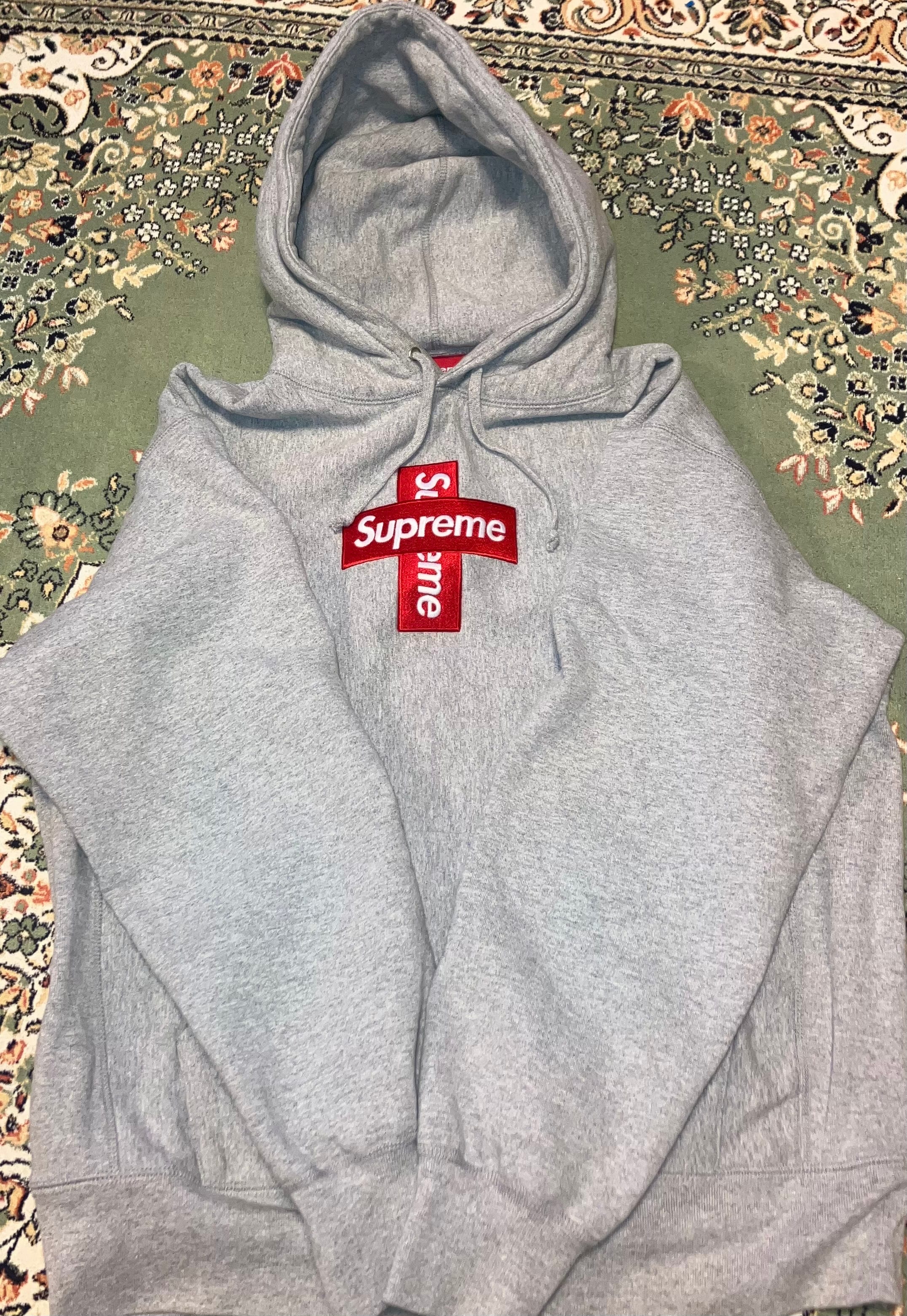 Supreme Cross Box Logo Hooded Sweatshirt "Grey"