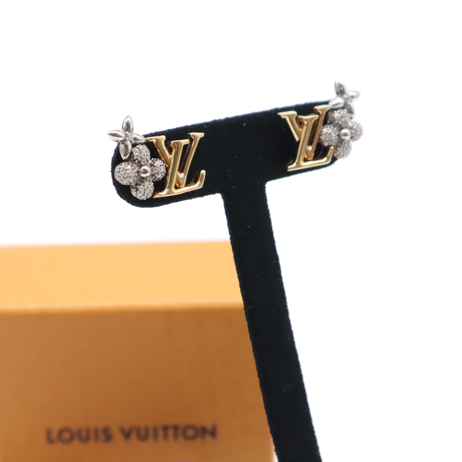 美品 LOUIS VUITTON ルイ・ヴィトン ピュス LV グラム ピアス GP M01264 ピアス ゴールド シルバー GP レディース
