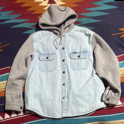 Supreme Fleece Hooded Denim Shirt "Blue"