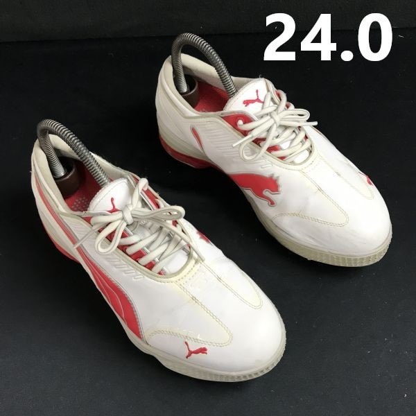 PUMA/プーマ★ゴルフシューズ【size:レディース7.5/24.0/white×red/白×赤】スパイク/sneakers/Shoes/trainers◆sQ-628