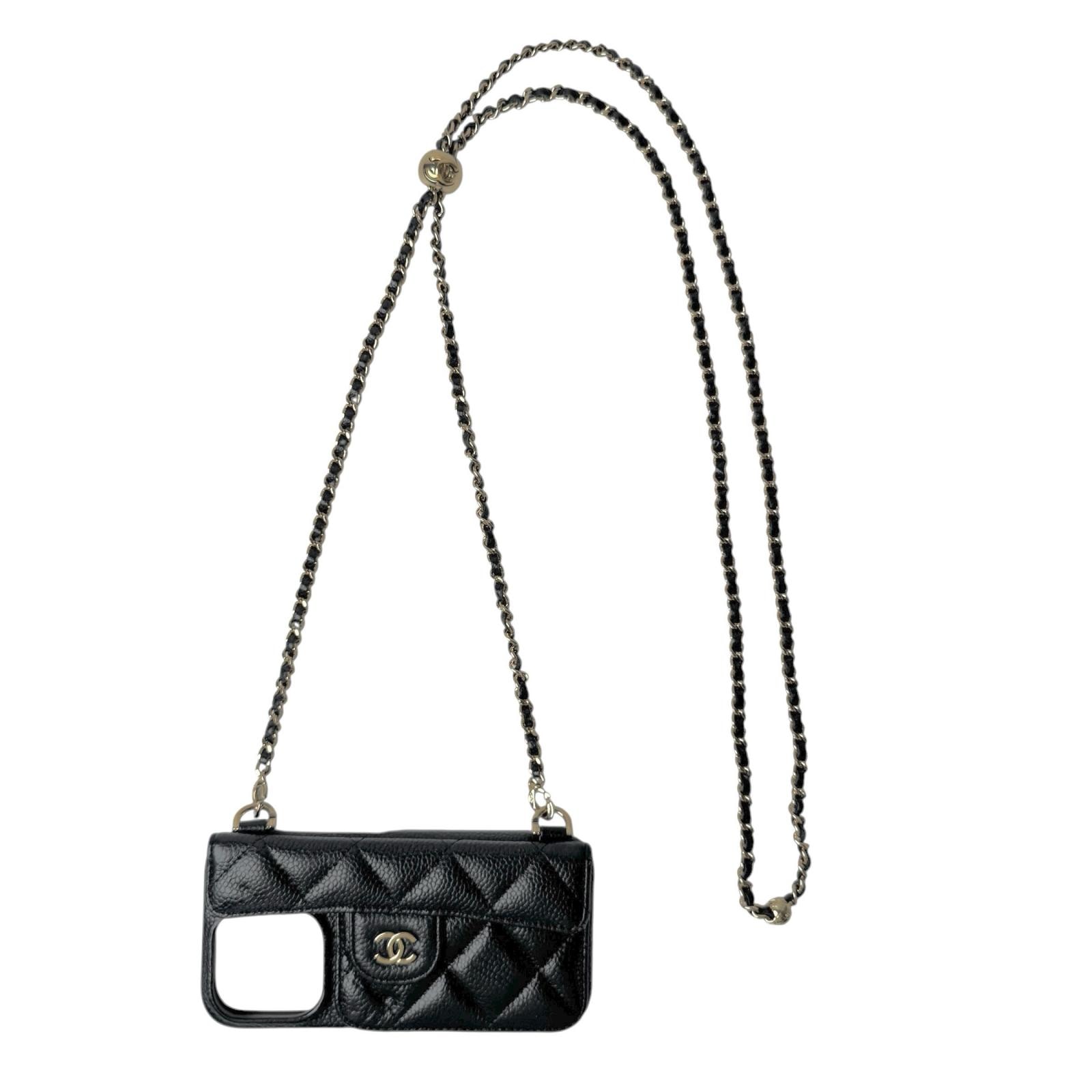 シャネル CHANEL フォンケース キャビア チェーンショルダー iPhone15Pro レディース
