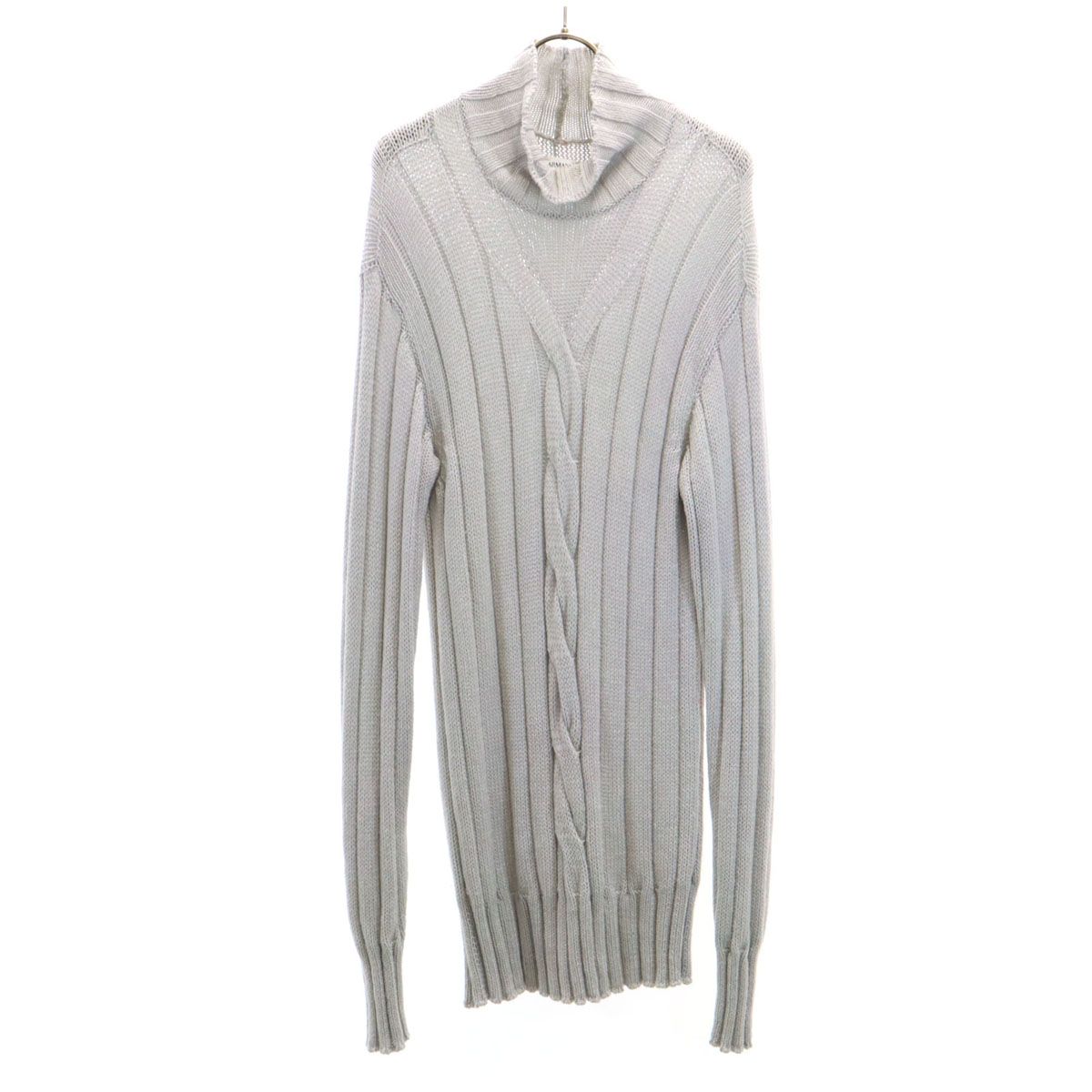 ARMANI アルマーニ イタリア製 ウール 長袖 ハイネック セーター 50 グレー COLLEZIONI ニット