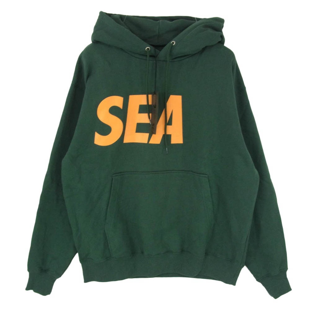 WIND AND SEA ウィンダンシー 21AW WDS-SEA-21A-01 ロゴプリント フーディー プルオーバー パーカー グリーン系 M【中古】