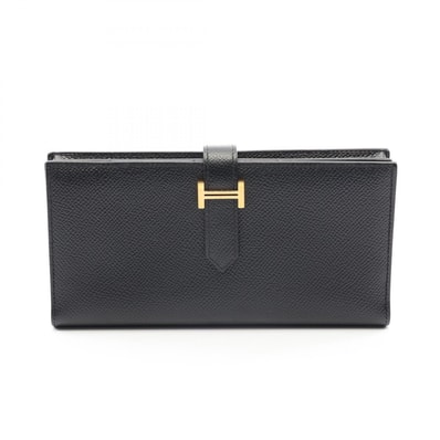 エルメス HERMES ベアンスフレ 二つ折り長財布 財布 ヴォーエプソン ヴォーエプソン A刻印(2017年製造) レディース ブラック系 039785CC 【中古】