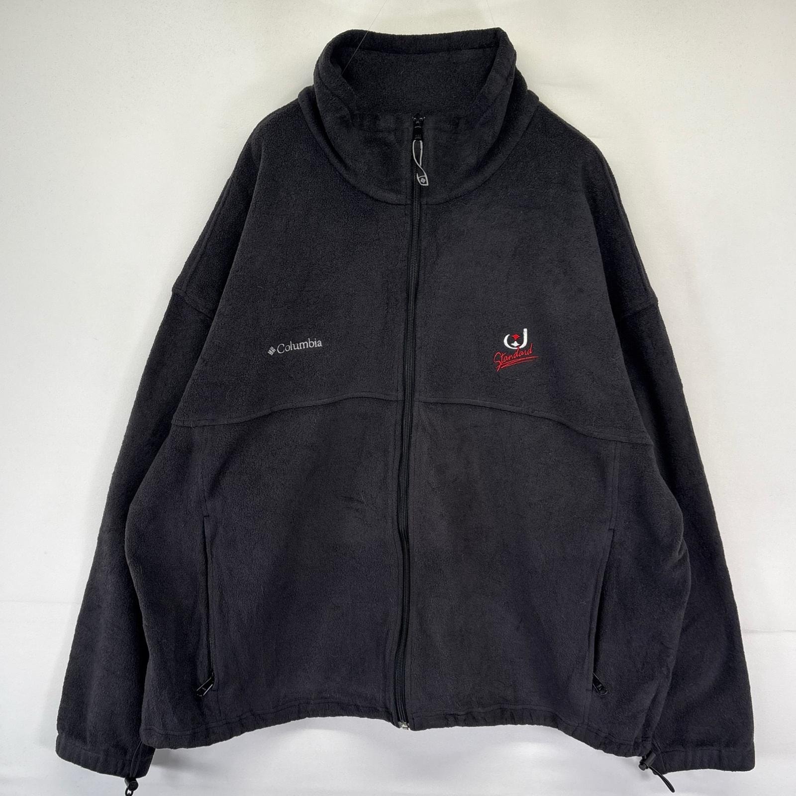 古着 コロンビア Columbia フリース ジャケット フルジップ ワンポイントロゴ アウトドア 大きいサイズ 3XL  ブラック系 メンズ