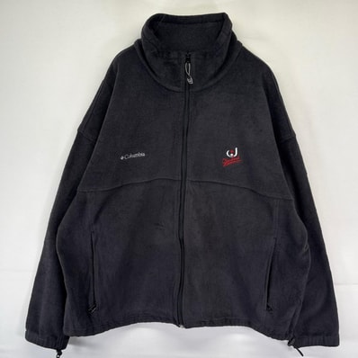 古着 コロンビア Columbia フリース ジャケット フルジップ ワンポイントロゴ アウトドア 大きいサイズ 3XL ブラック系 メンズ