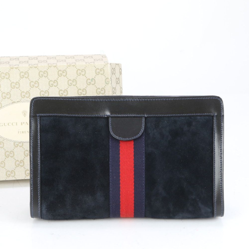 ■極美品 グッチ シェリー ラインクラッチ バッグ レザー