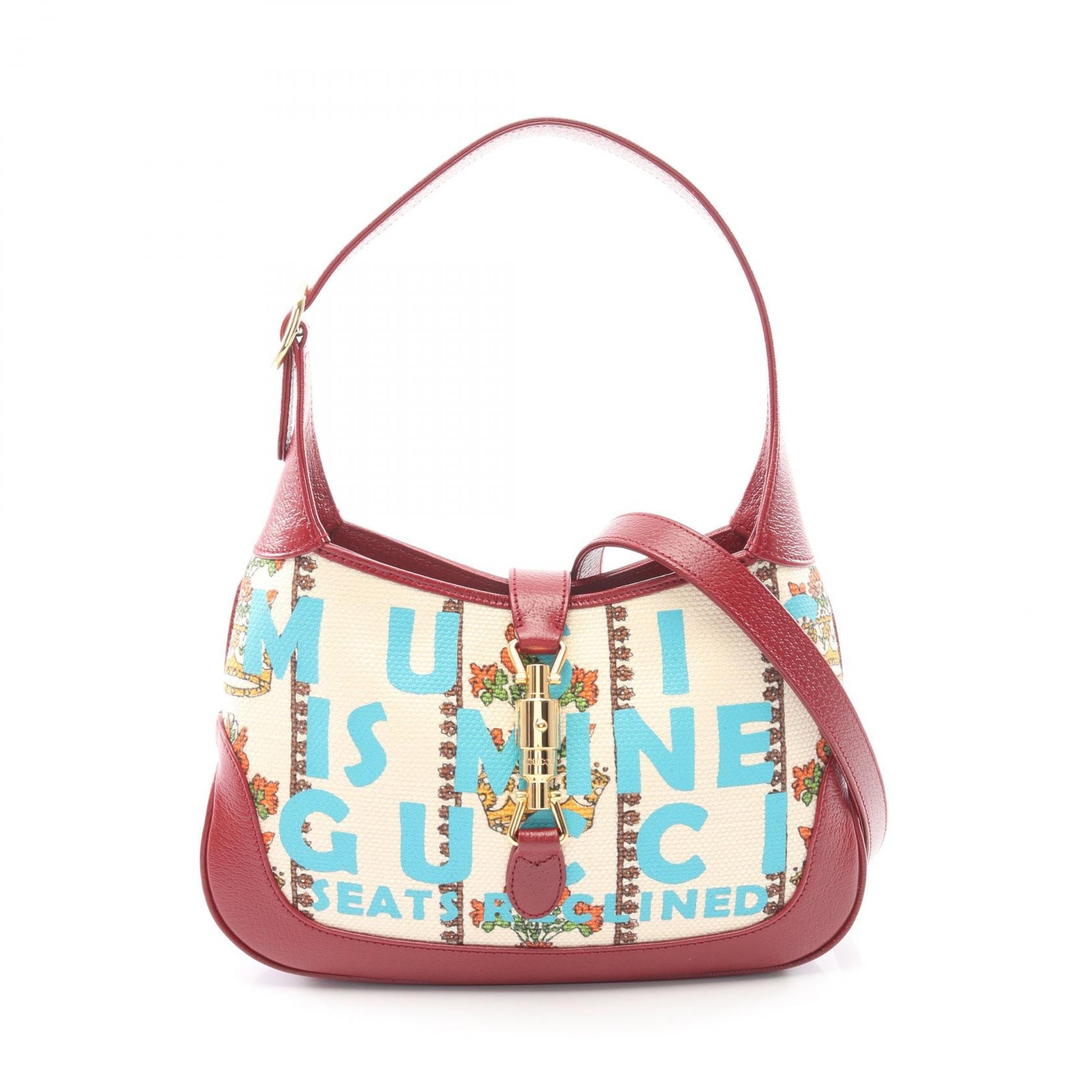 グッチ GUCCI ジャッキー 1961 MUSIC IS MINE ショルダーバッグ バッグ キャンバス レザー レディース アイボリー系 / レッド系 / マルチカラー 636706 【中古】
