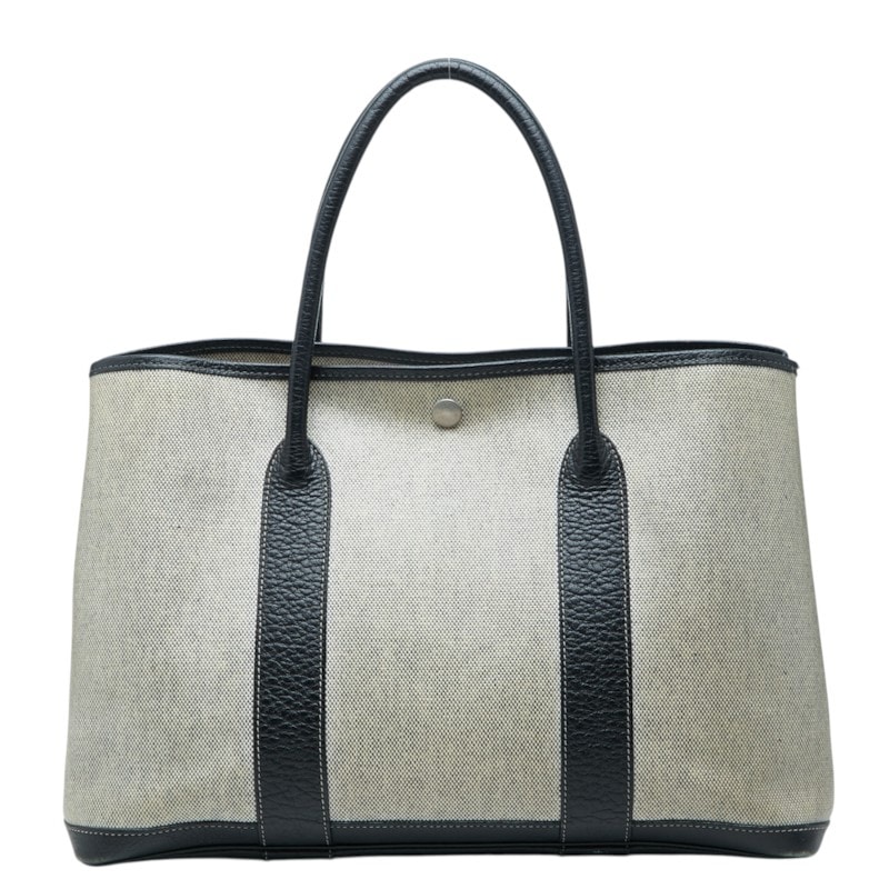 エルメス ガーデンパーティPM トートバッグ ハンドバッグ ベージュ ブラック トワルアッシュ ネゴンダ レディース HERMES 中古