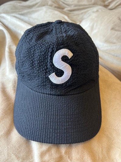Supreme Seersucker S Logo 6-Panel "Black"