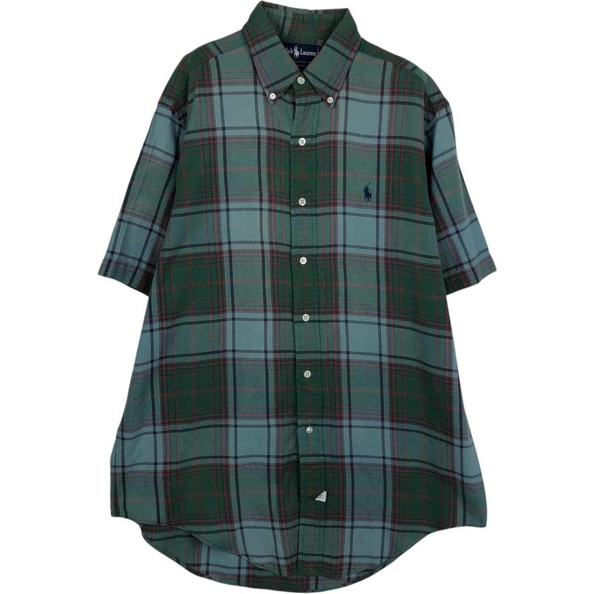 古着 ラルフローレン Ralph Lauren 半袖 ボタンダウン チェックシャツ メンズM相当/eaa623619