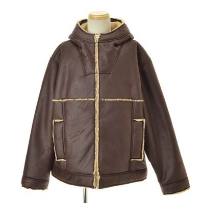 Supreme Faux Shearling Hooded Jacket "Brick"