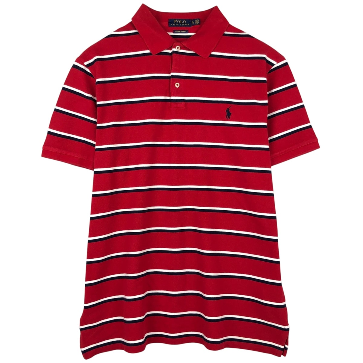 古着 ラルフローレン Ralph Lauren POLO RALPH LAUREN CUSTOM SLIM FIT マルチボーダー 半袖 ボーダー ポロシャツ メンズXL相当/eaa620908