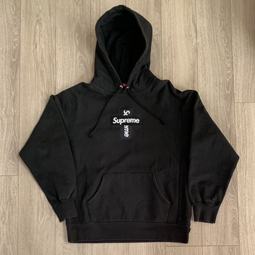Supreme Cross Box Logo Hooded Sweatshirt "Black"