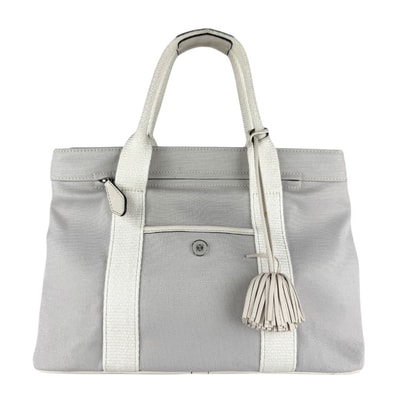 ロエベ LOEWE ハンドバッグ ショルダーバッグ キャンバス ライトグレー/ホワイト レディース【中古】 z9076