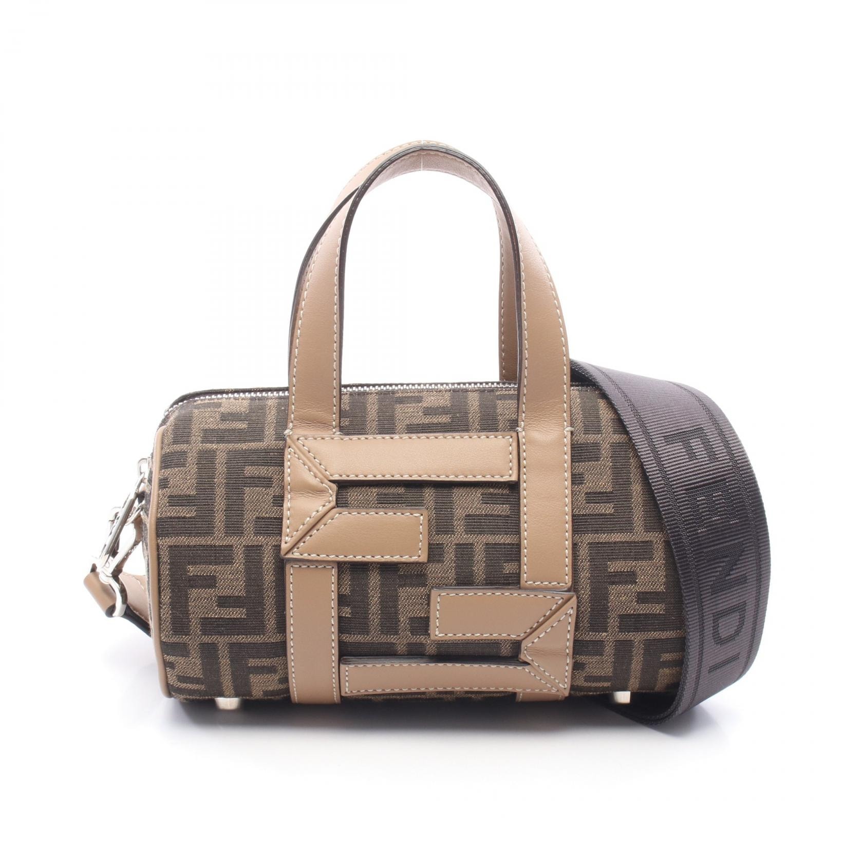 フェンディ FENDI ズッカ 2WAY ハンドバッグ バッグ キャンバス レザー レディース ブラック系 / ベージュ系 7VA570 【中古】