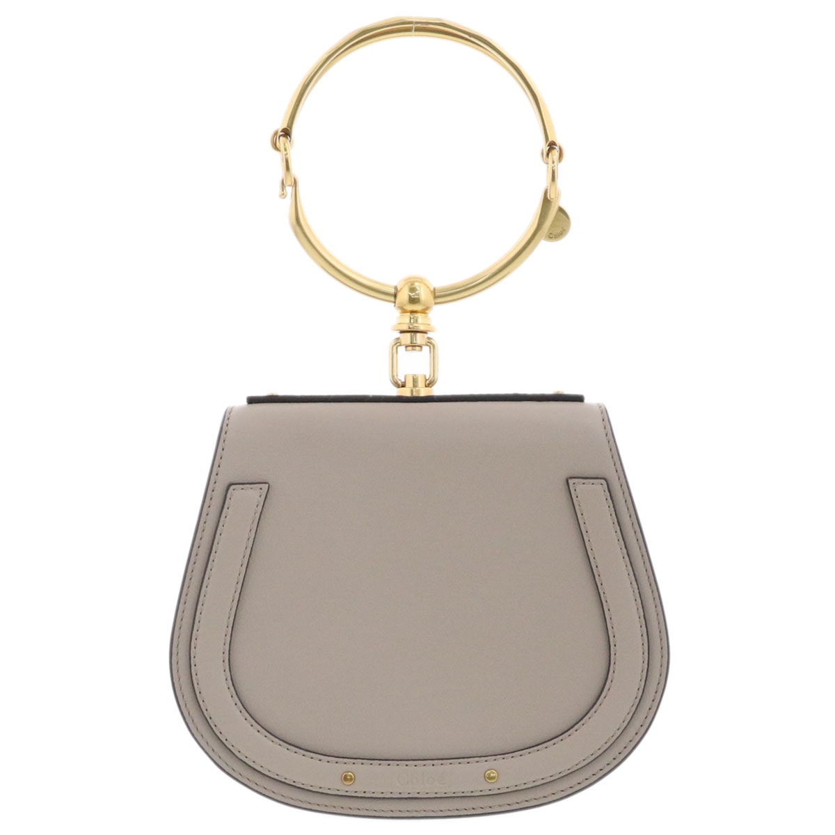 Chloe クロエ ナイル スモール ブレスレットバッグ ハンドバッグ CHC17US300HEU23W レザー グレー ベージュ レディース【中古】