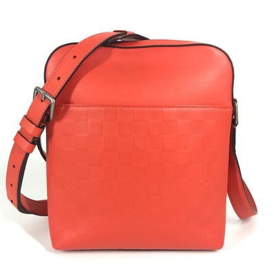 ルイヴィトン LOUIS VUITTON ポシェットディストリクト N23356 ダミエアンフィニ カバン 斜め掛け ポシェット ショルダーバッグ ダミエアンフィニレザー マグマ レッド