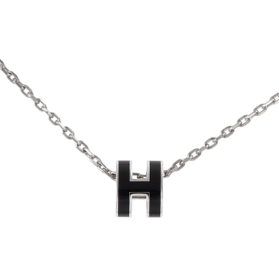 HERMES エルメス ミニ ポップH ペンダント POP H アッシュ ネックレス メタル ブラック シルバー【中古】