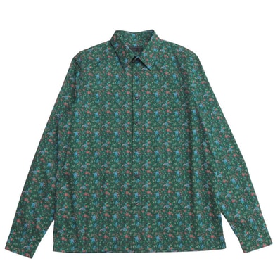 ■美品■PRADA プラダ 長袖シャツ サイズ40 15 3/4 花柄 コットン イタリア製 ブランド古着【中古】20261005/RB1203