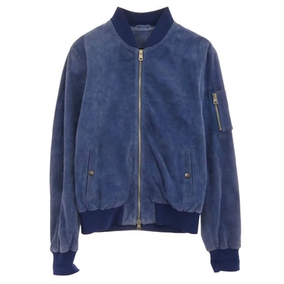 Ron Herman ロンハーマン ブルゾン 5120400871166 MEATPACKING D ミートパッキングD 別注 羊革 レザー フライトジャケット MA-1 ブルー系 S【中古】