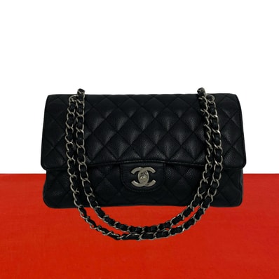 CHANEL シャネル ダブルフラップ マトラッセ ココマーク キャビアスキン ショルダーバッグ ブラック
32838