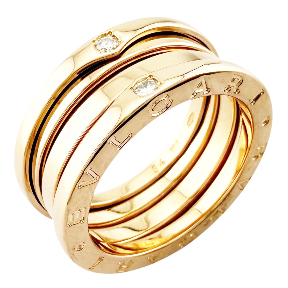 ブルガリ ビーゼロワン 3バンド リング 指輪 13.5号 18金 K18ピンクゴールド ダイヤモンド レディース BVLGARI  中古