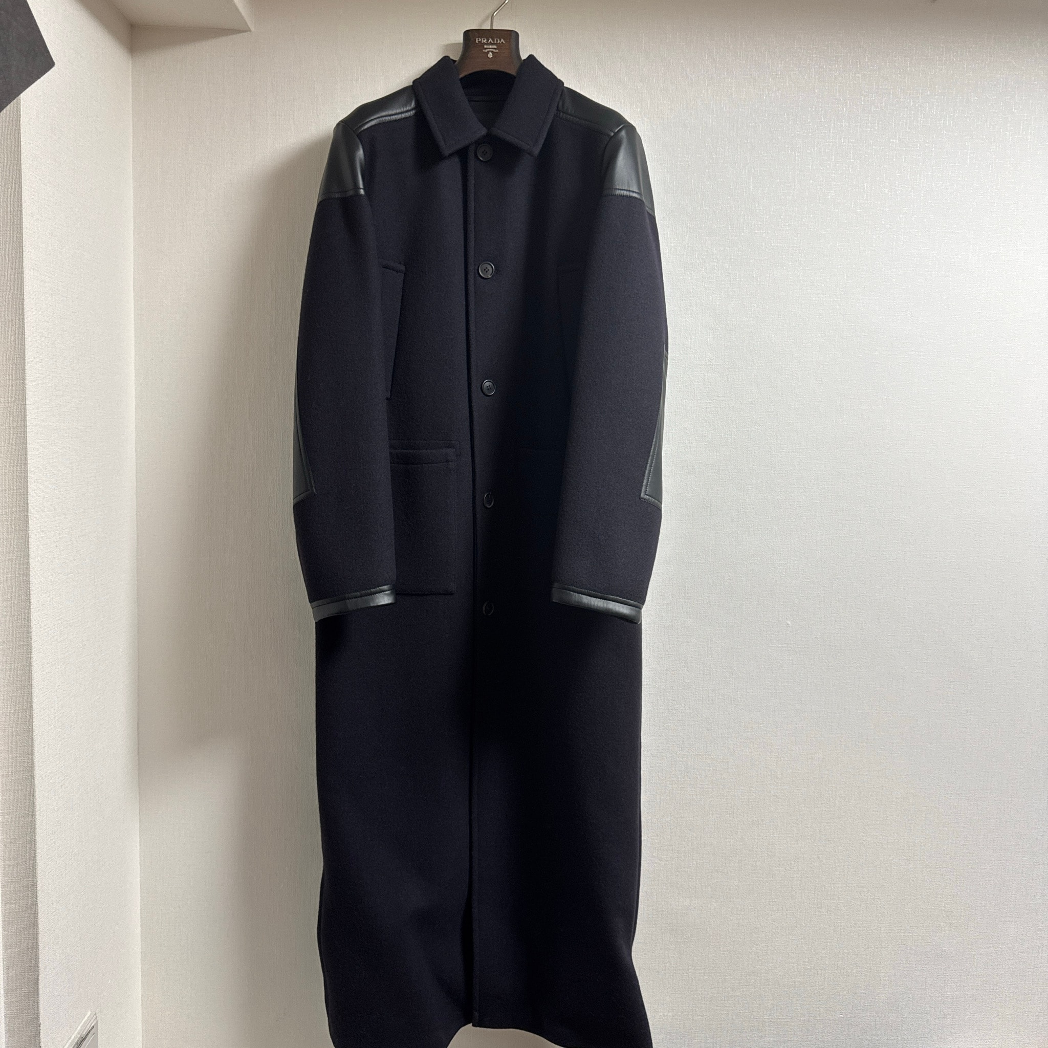 PRADA Wool Blend Maxi-Coat "Navy"