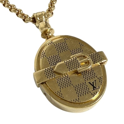 ルイヴィトン メンズ ペンダント LVダミエ ネックレス ロケット 定価約19万