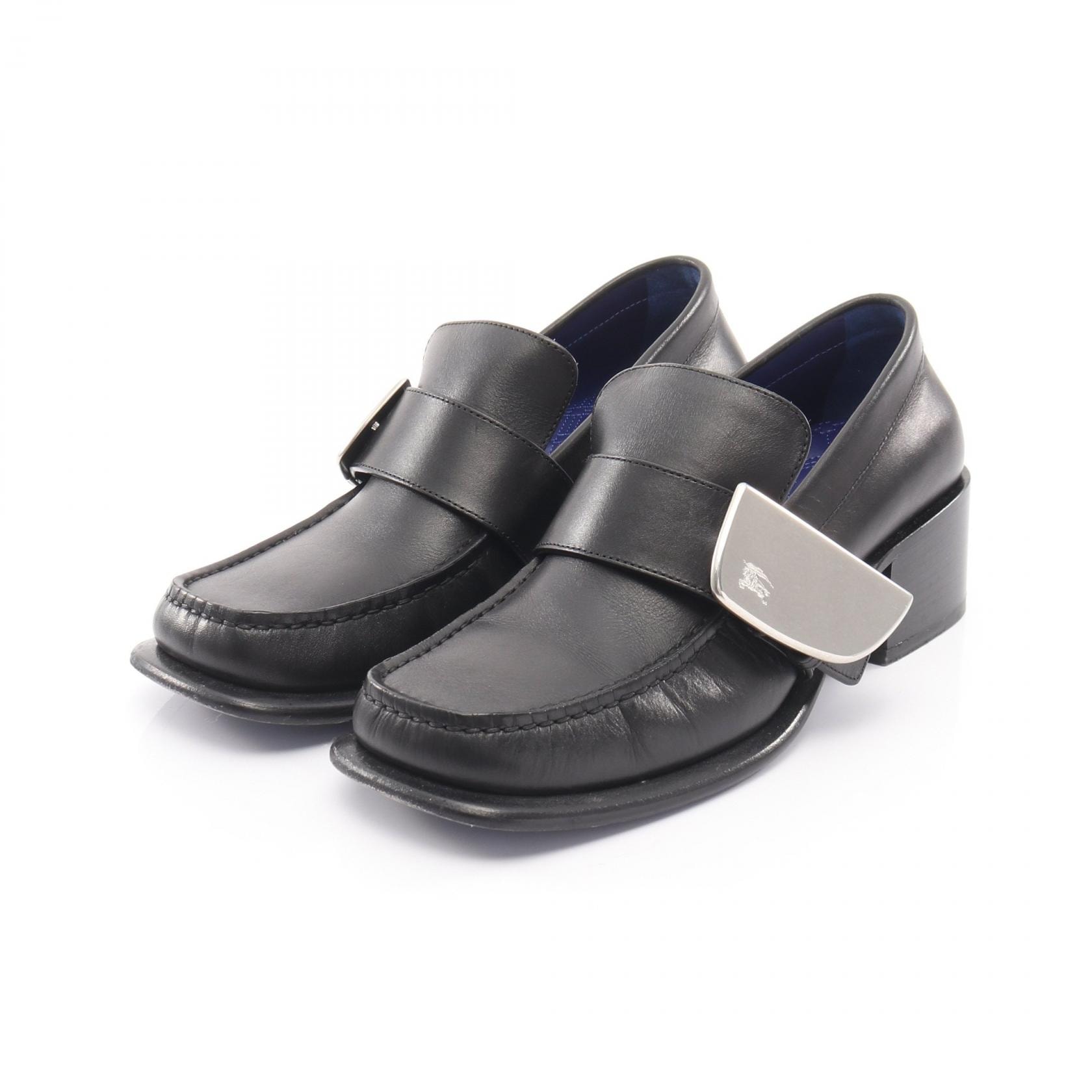 バーバリー BURBERRY シールド ローファー 靴 レザー レディース ブラック系 【中古】