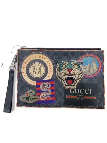GUCCI Night Courier GG Supreme Clutch Bag "Black"