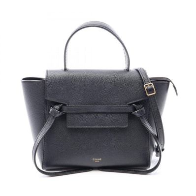 セリーヌ CELINE ベルトバッグ ナノ 2WAY ハンドバッグ バッグ レザー レディース ブラック系 189003ZVA 【中古】