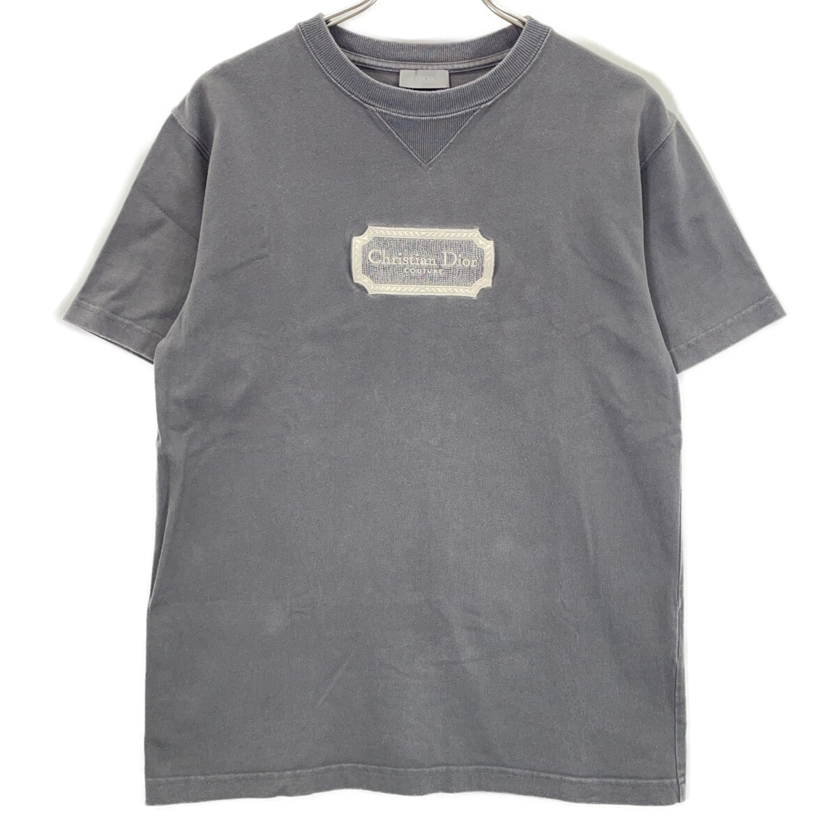 ディオールオム グレー エンブロイダリー ロゴ Tシャツ