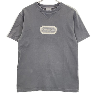 ディオールオム グレー エンブロイダリー ロゴ Tシャツ