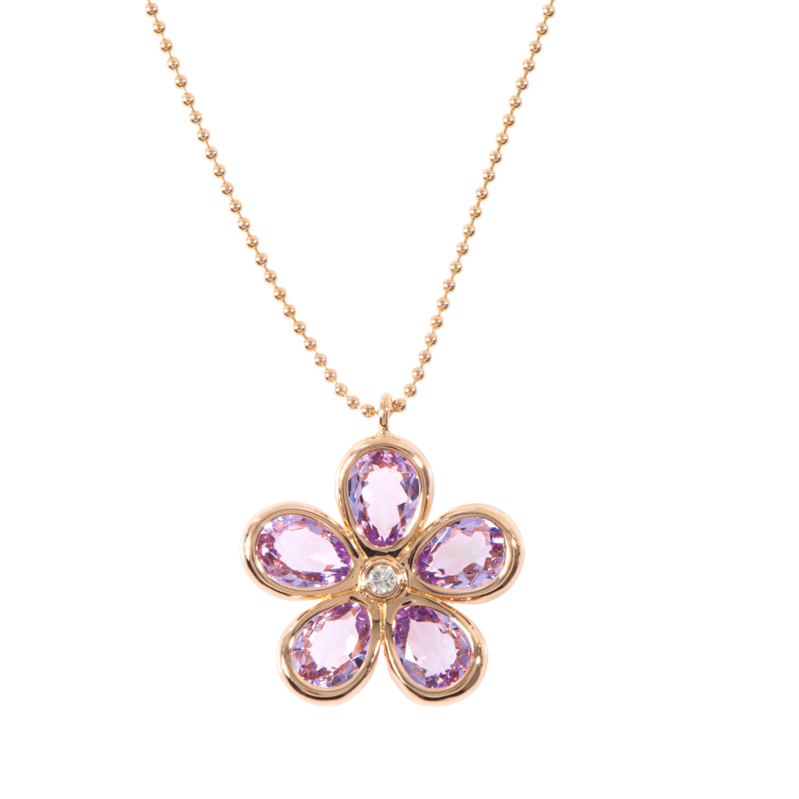 TIFFANY&Co. ティファニー ガーデンフラワー ネックレス K18RG アメジスト パープル【中古】