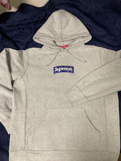 Supreme Bandana Box Logo Hooded Sweatshirt "Grey"