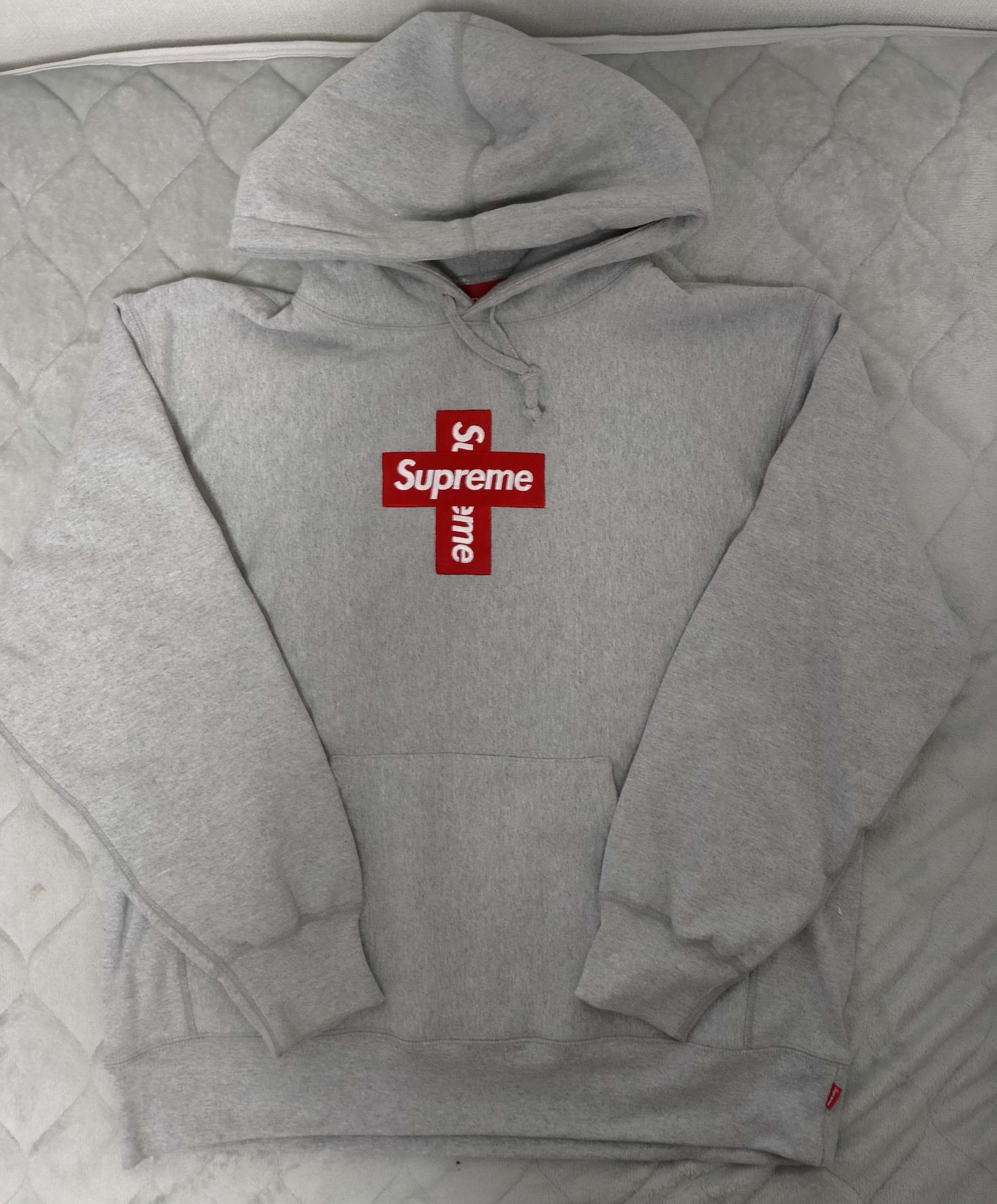 Supreme Cross Box Logo Hooded Sweatshirt "Grey"