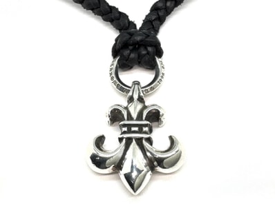 Chrome Hearts BS Fleur Pendant Tiny Tip Leather Blade Necklace "Silver/Black"