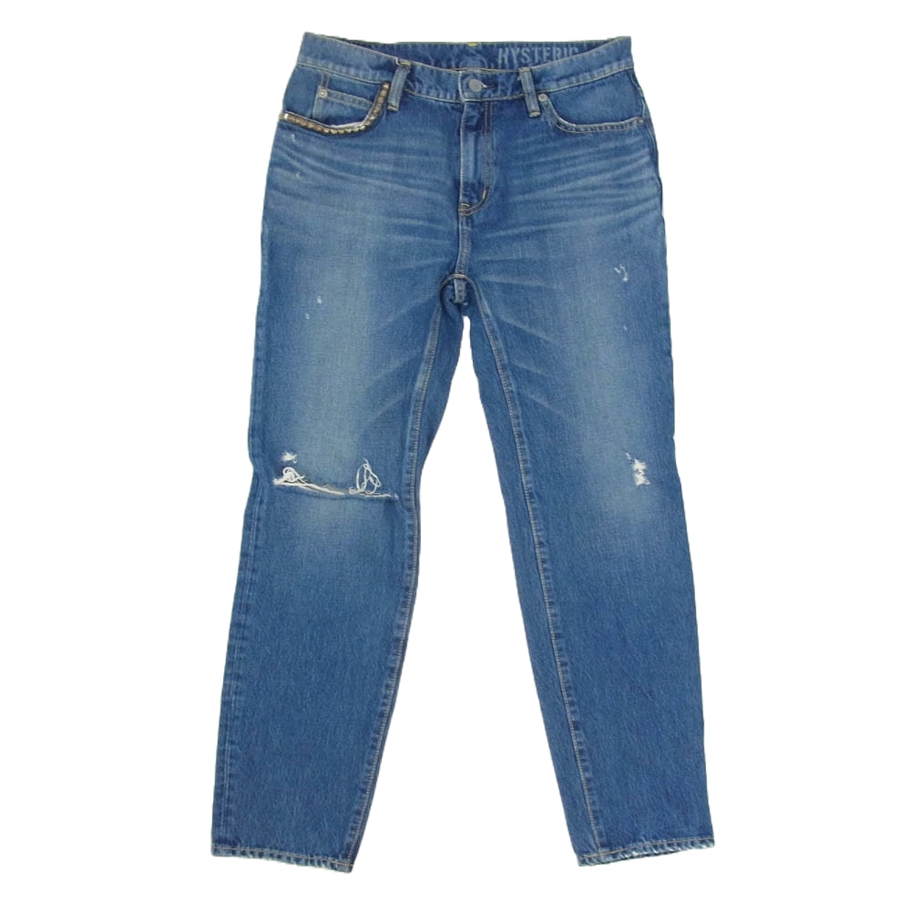 HYSTERIC GLAMOUR ヒステリックグラマー デニムパンツ 01181AP05 ISKO スタッズポケット デニム ストレート パンツ インディゴブルー系 28【中古】