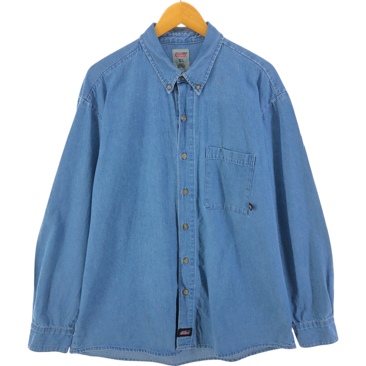 古着 ディッキーズ Dickies 長袖 ボタンダウンデニムシャツ メンズXL相当/eaa523078