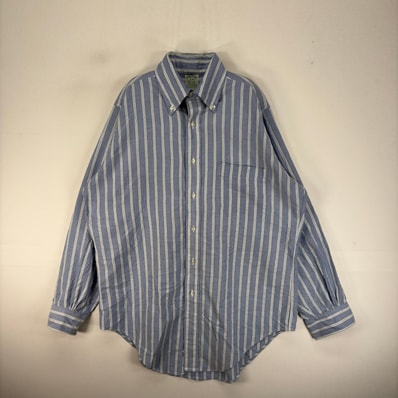 古着 ブルックスブラザーズ Brooks Brothers USA製 長袖シャツ ボタンダウン 胸ポケット M ブルー系 ストライプ メンズ