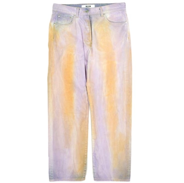 MSGM エムエスジーエム イタリア製 Marble Jeans マーブルカラージーンズ 3241MDP56T 40 PURPLE/ORANGE ボタンフライ テーパード デニムパンツ ボトムス g22883