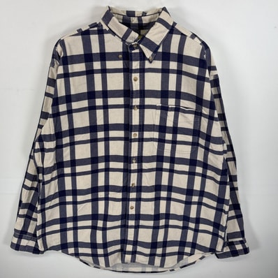 古着 80's/80年代 ヴィンテージ エルエルビーン L.L.Bean コーデュロイ 長袖シャツ ボタンダウンシャツ 細畝 L ホワイト系 チェック メンズ