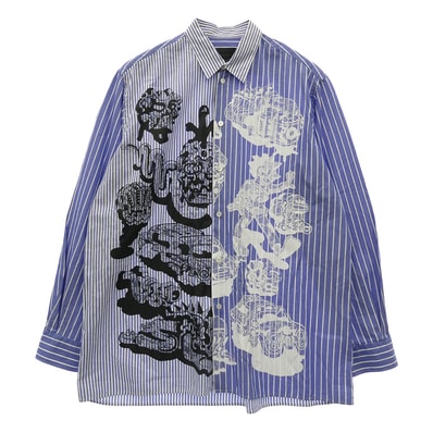 Stella McCartney ステラマッカートニー 長袖シャツ Will Sweeney ウィル・スウィーニー グラフィックプリント クレイジーパターン ストライプ 長袖シャツ ブルー系 40【中古】