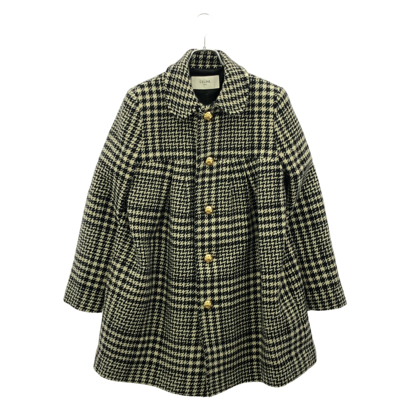 セリーヌ CELINE シックスティーン コート ブラック アイボリー 2M93C391Z 衣料品 アウター ウール レディース ブラック系 【中古】