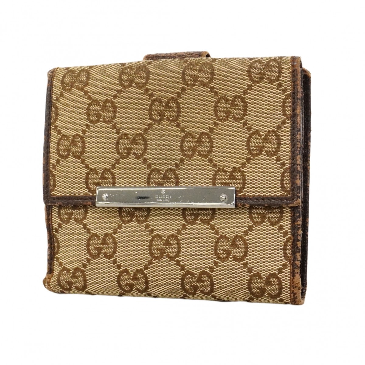 ★SALE【6cc4088】グッチ 財布 GGキャンバス 112664 キャンバス ブラウン シルバー金具【中古】レディース